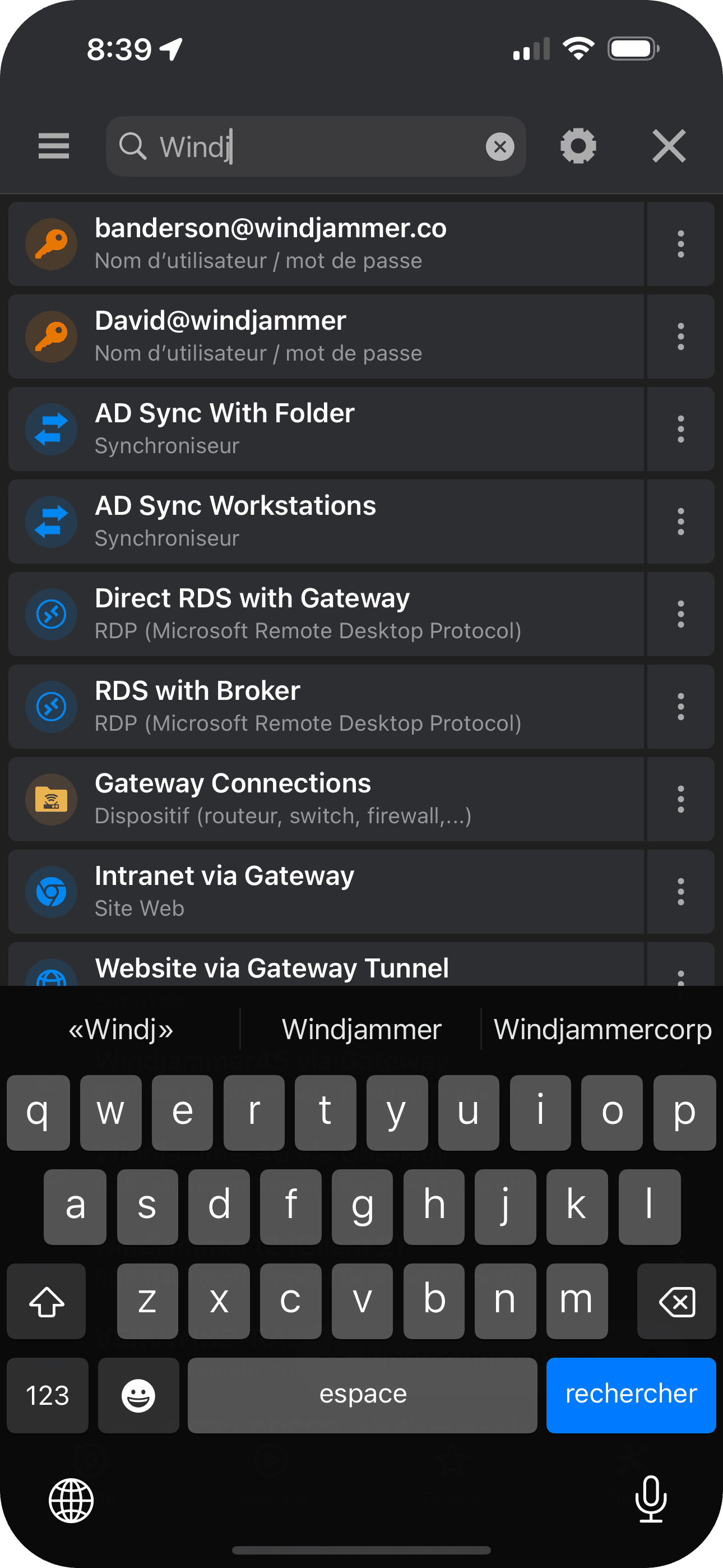Recherche améliorée dans les coffres