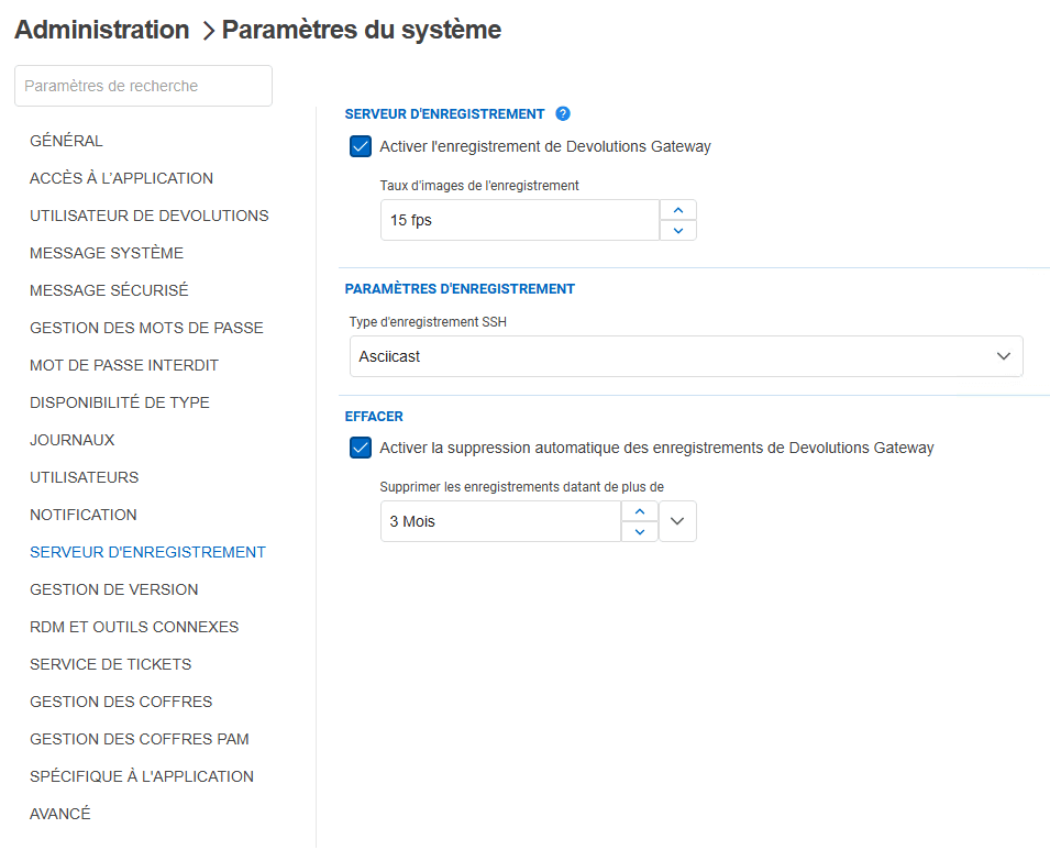 Remplacer les paramètres d’enregistrement au niveau du serveur DVLS pour RDM