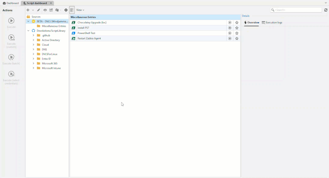 Script dashboard GitHub integration.gif