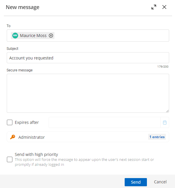 Sending an entry to a user