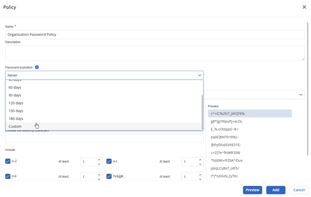 Setting a password expiration for a password policy