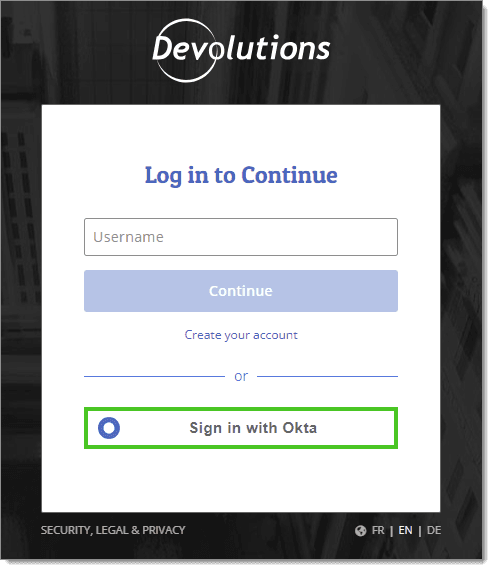 Sign in with Okta