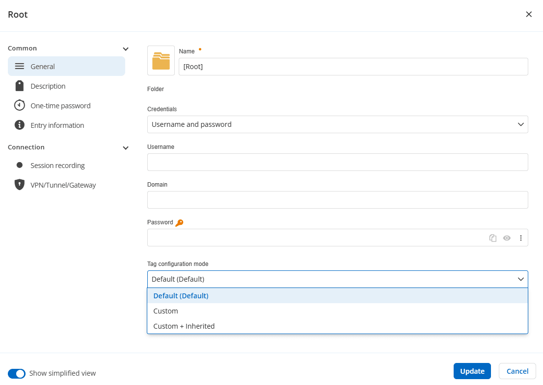 Tag inheritance example