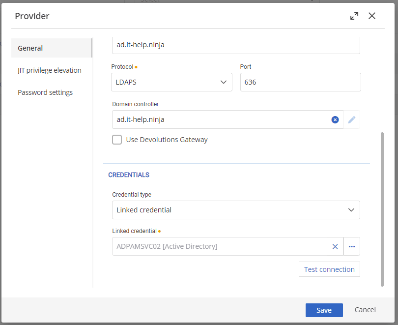 Using a linked PAM credential for an AnyIdentity provider
