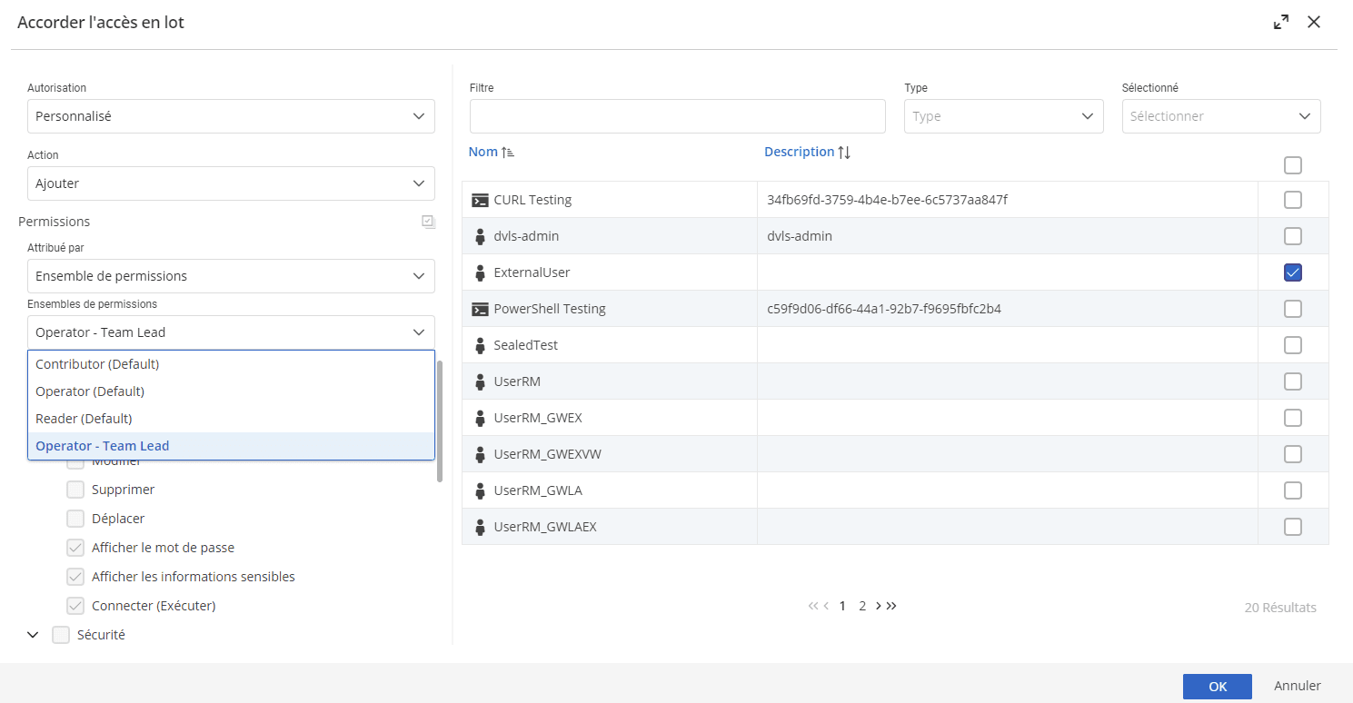 Utilisation d’un nouvel ensemble de permissions personnalisées pour accorder l’accès à un coffre