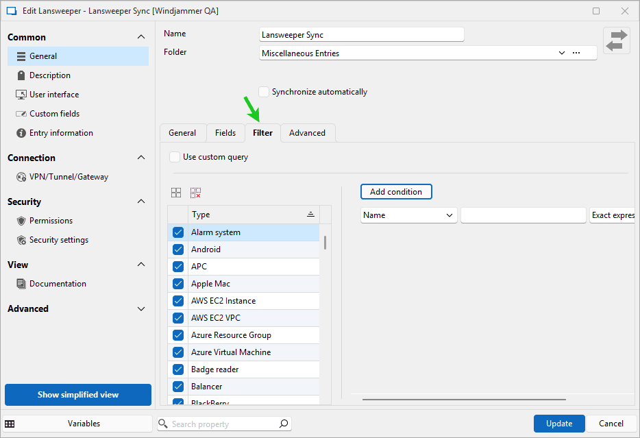 Filter auswählen (optional)