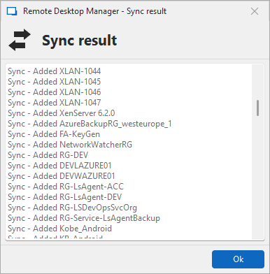 Lansweeper-Synchronisierungsergebnis