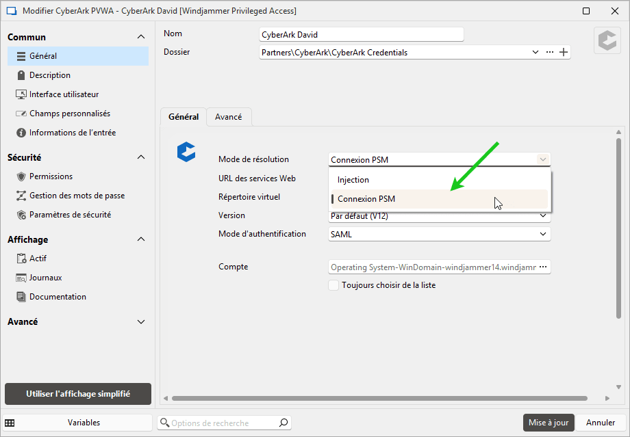 Mode de résolution CyberArk PVWA