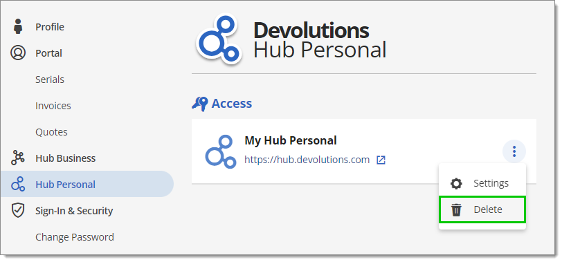 Delete your Hub