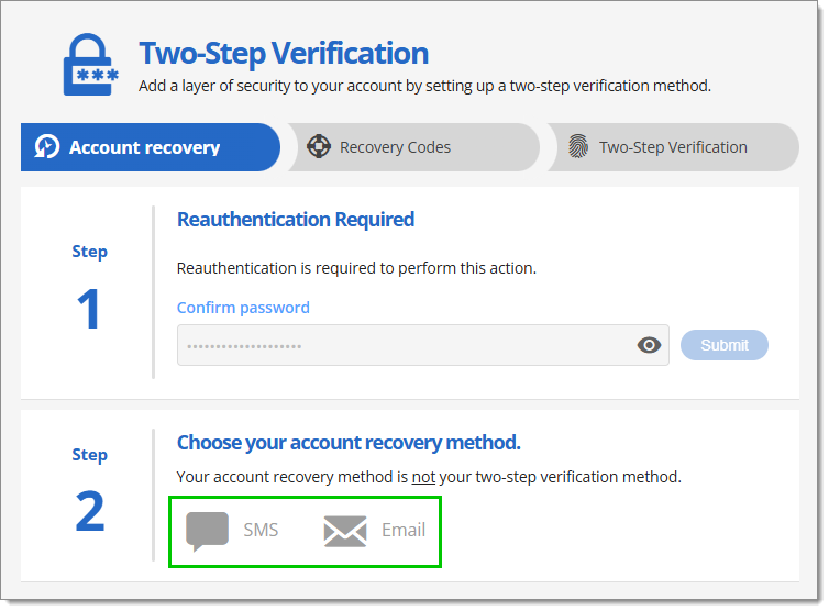 Account recovery methods