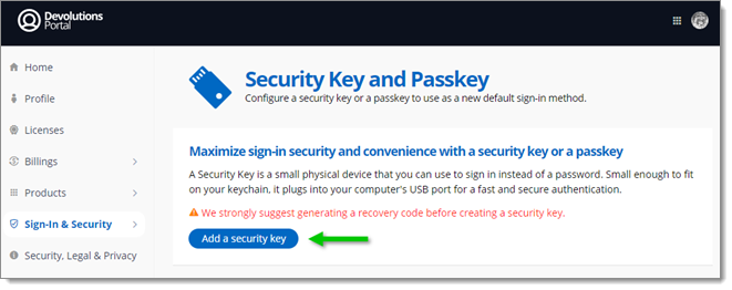 Add a security key