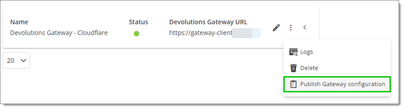 Publish Gateway configuration