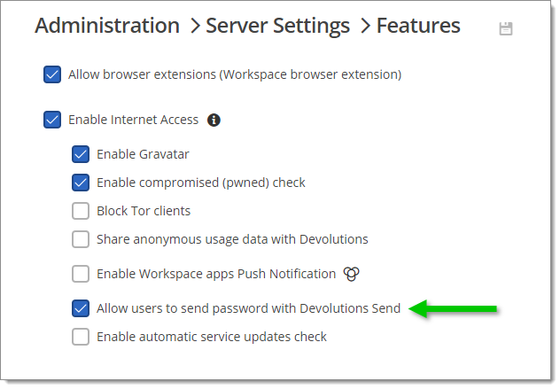 Allow users to send password with Devolutions Send