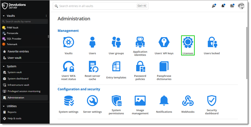 Administration – Licenses