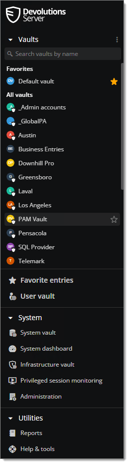 Left side menu
