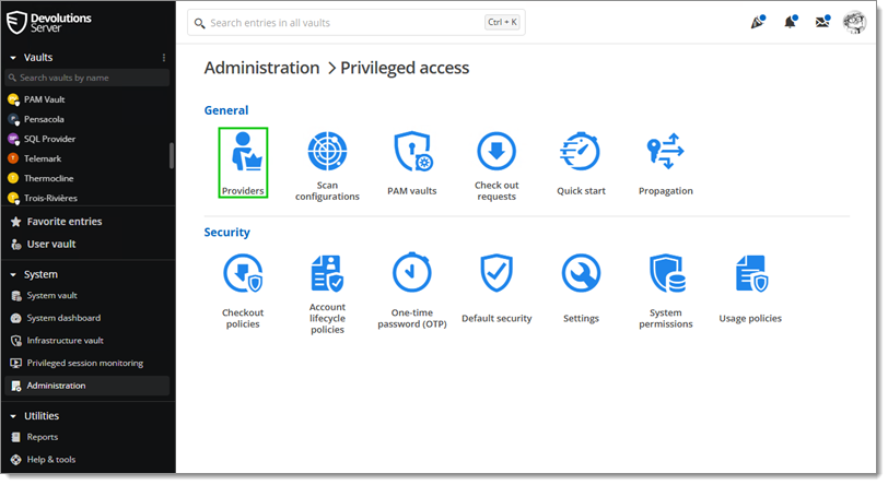 Administration – Privileged access – Providers