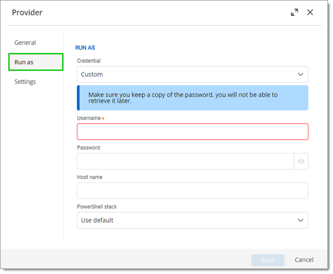 Credential and Windows host