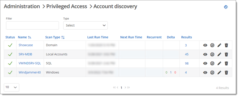 Account Discovery dialog