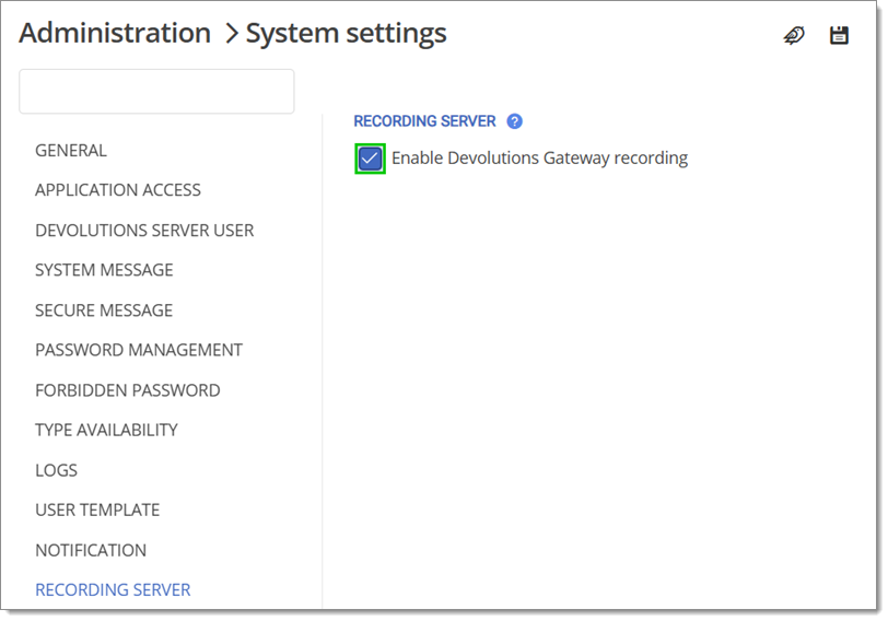 Enable recording