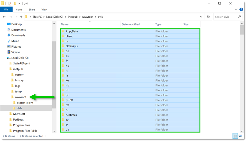 Select all files and folders and move them to root folder.