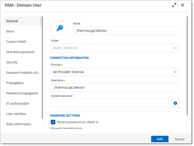 Create the PAM provider as an entry