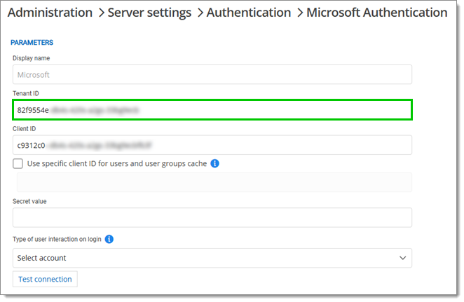 Paste the Tenant ID