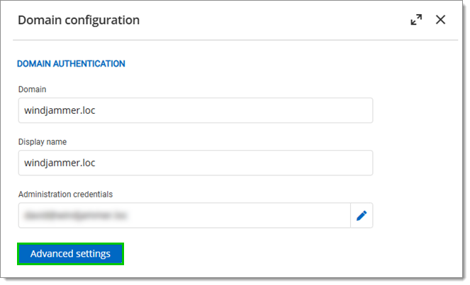 Advanced settings button