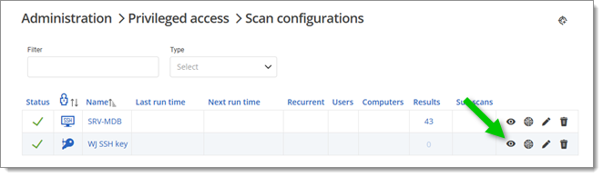 View result of configuration scan
