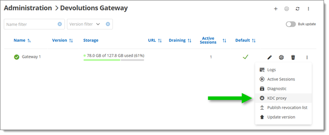 Open the KDC proxy tokens configuration window