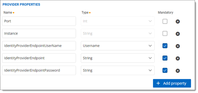 Optional provider properties Port and Instance