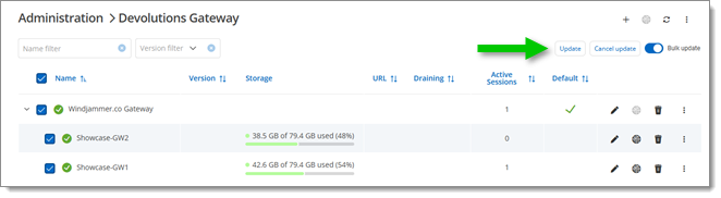 Updating a Gateway and its farms on Devolutions Server using the Devolutions Agent