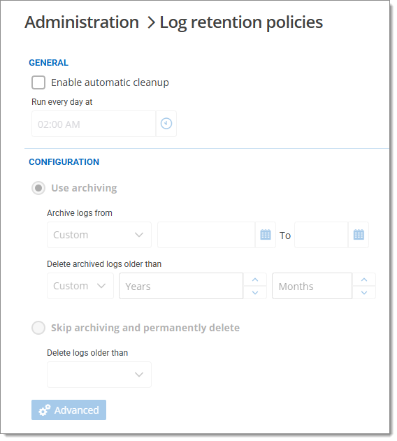 Log retention policies