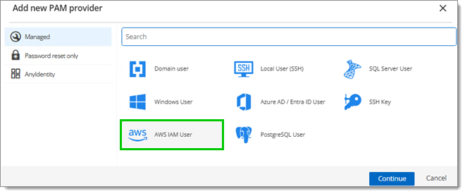 Click AWS IAM User