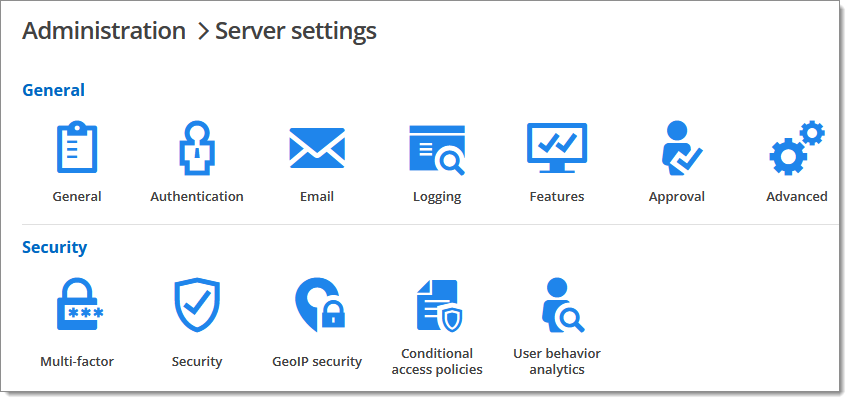 Administration – Server Settings