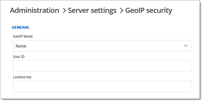 Administration –  Settings – GeoIP security