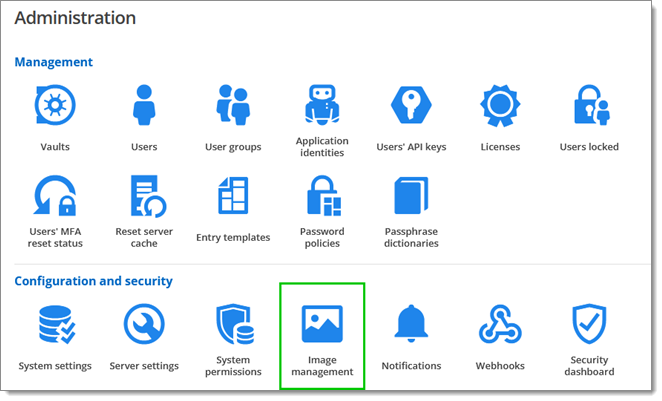 Administration – Configuration – Image management