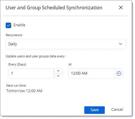 User and Group Scheduled Synchronization