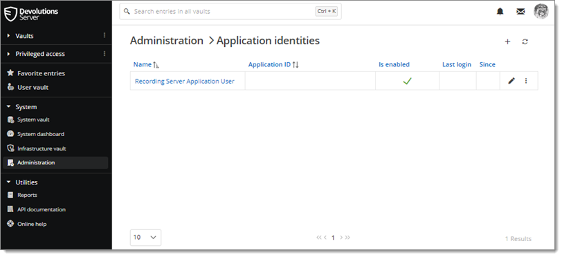 Administration – Applications identities