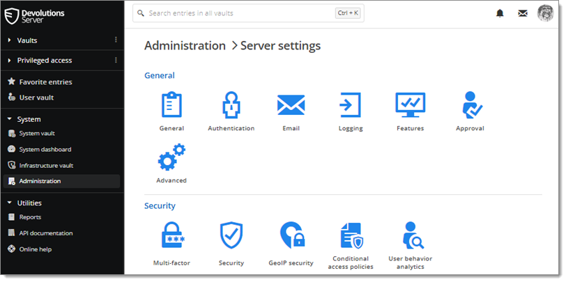 Administration – Server Settings