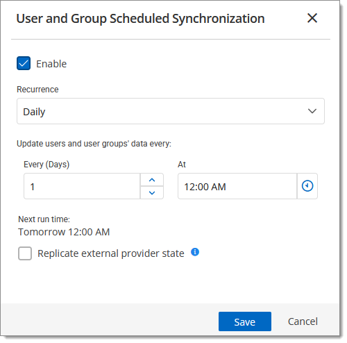 User and Group Scheduled Synchronization
