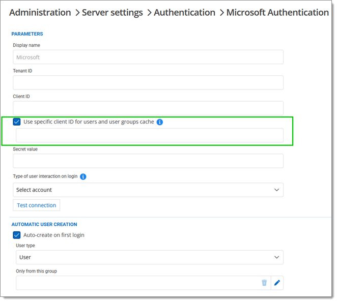Administration - Server Settings - Authentication - Microsoft Authentication