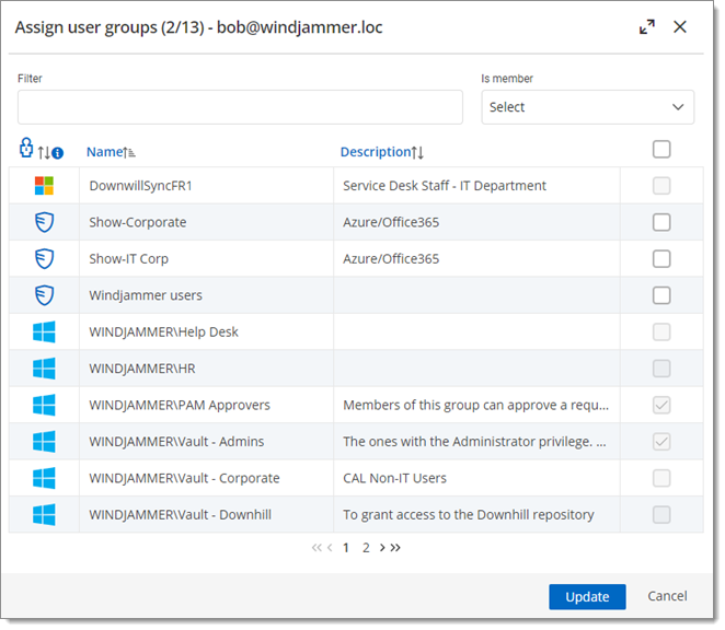 Select the user groups you want to assign to the user
