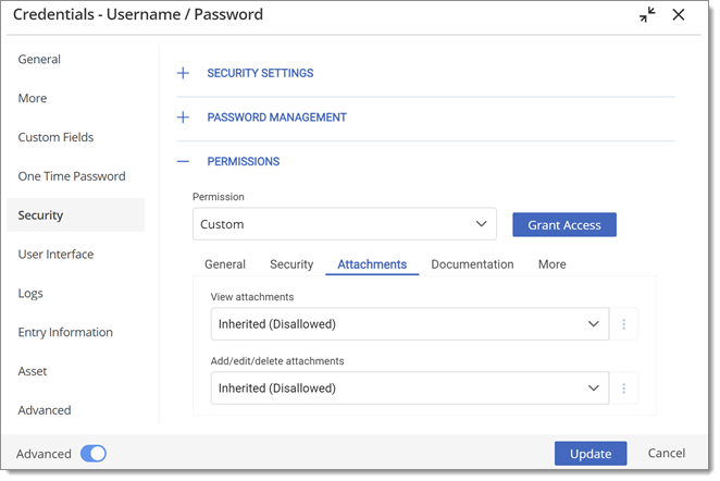 Permissions – Pièces jointes