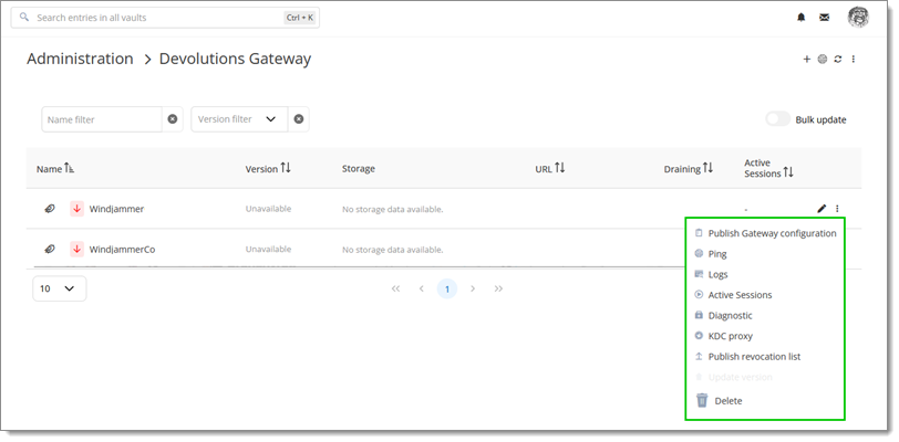 Publish the Gateway configuration and the Revocation list