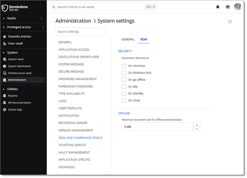 Administration – System Settings – RDM and companion tools – RDM