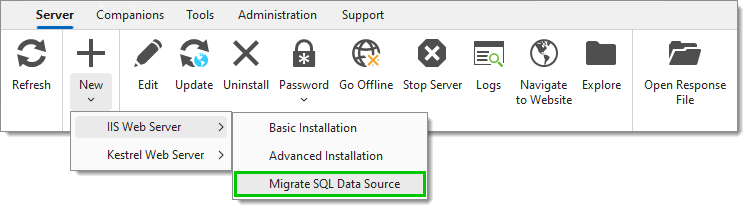 Migrer la source de données SQL