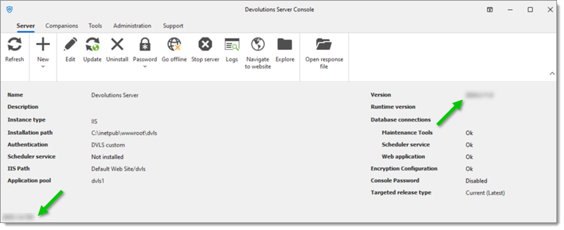 Devolutions Server Console and web versions