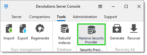 Remove security provider