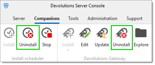 Uninstall Devolutions Server's companions