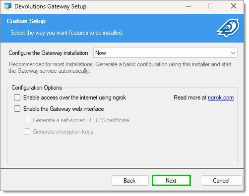 Configure the Gateway installation
